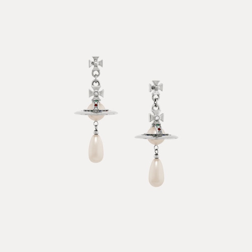 Vivienne Westwood Silver Pearl Drop Earrings Multi Color
